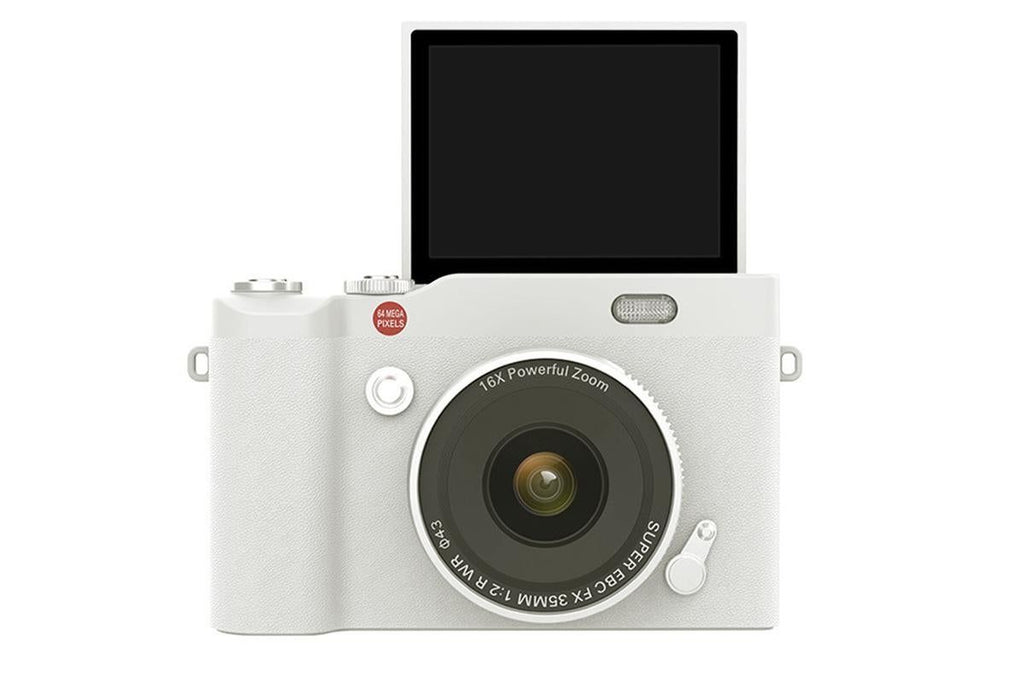 4K Digital Camera 64MP Vlogging Camera with 180-degree Flip Screen 16X Digital Zoom -White