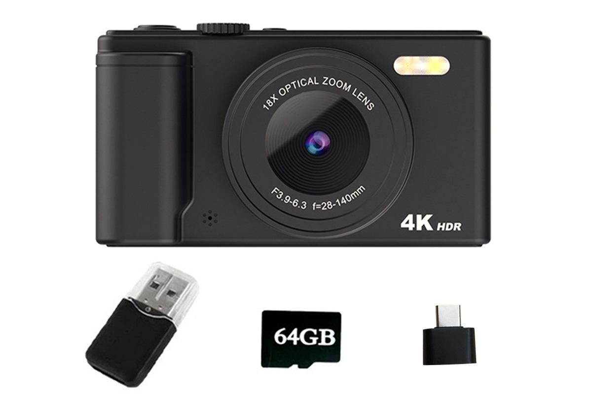 4K Digital Camera Flip Screen Autofocus for Vlogging Photography Beginners-Black