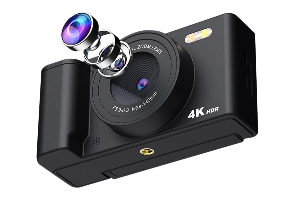 4K Digital Camera Flip Screen Autofocus for Vlogging Photography Beginners-Black