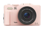 5K Digital Camera with 180-degree Flip Screen Vlogging Camera for YouTube -Pink