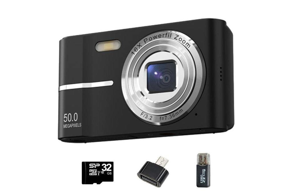 Digital Camera 4K Screen Video Camera With 32GB Memory Card-Black