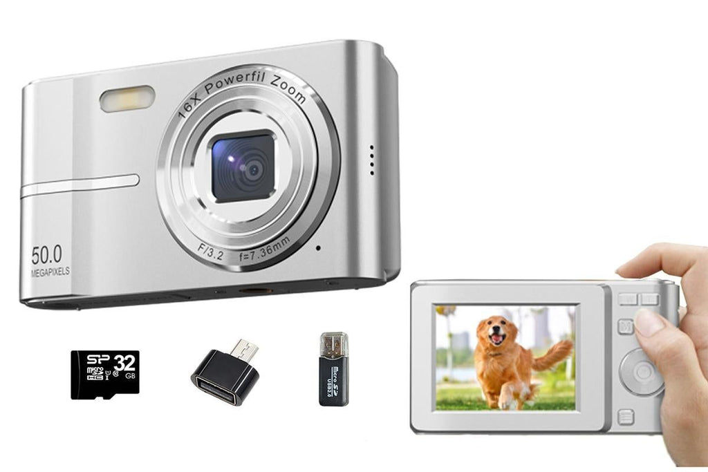 Digital Camera 4K Screen Video Camera With 32GB Memory Card-Black