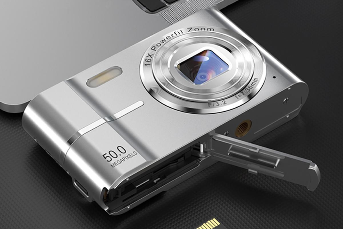 Digital Camera 4K Screen Video Camera With 32GB Memory Card-Silver