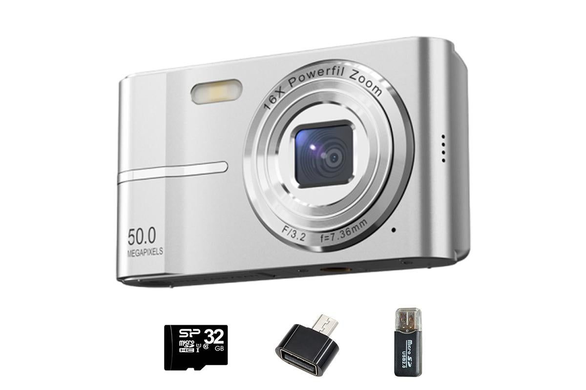 Digital Camera 4K Screen Video Camera With 32GB Memory Card-Silver
