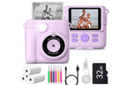Instant Print Camera for Kids Zero Ink Print Photo Camera with 32G TF Card-Blue