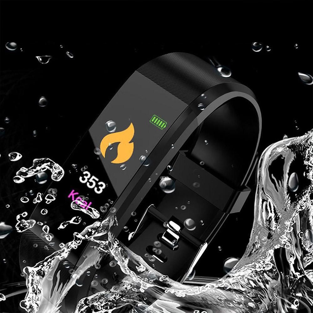 Bluetooth Smart Fitness Tracker Band Heart Rate Monitor Armband-Black