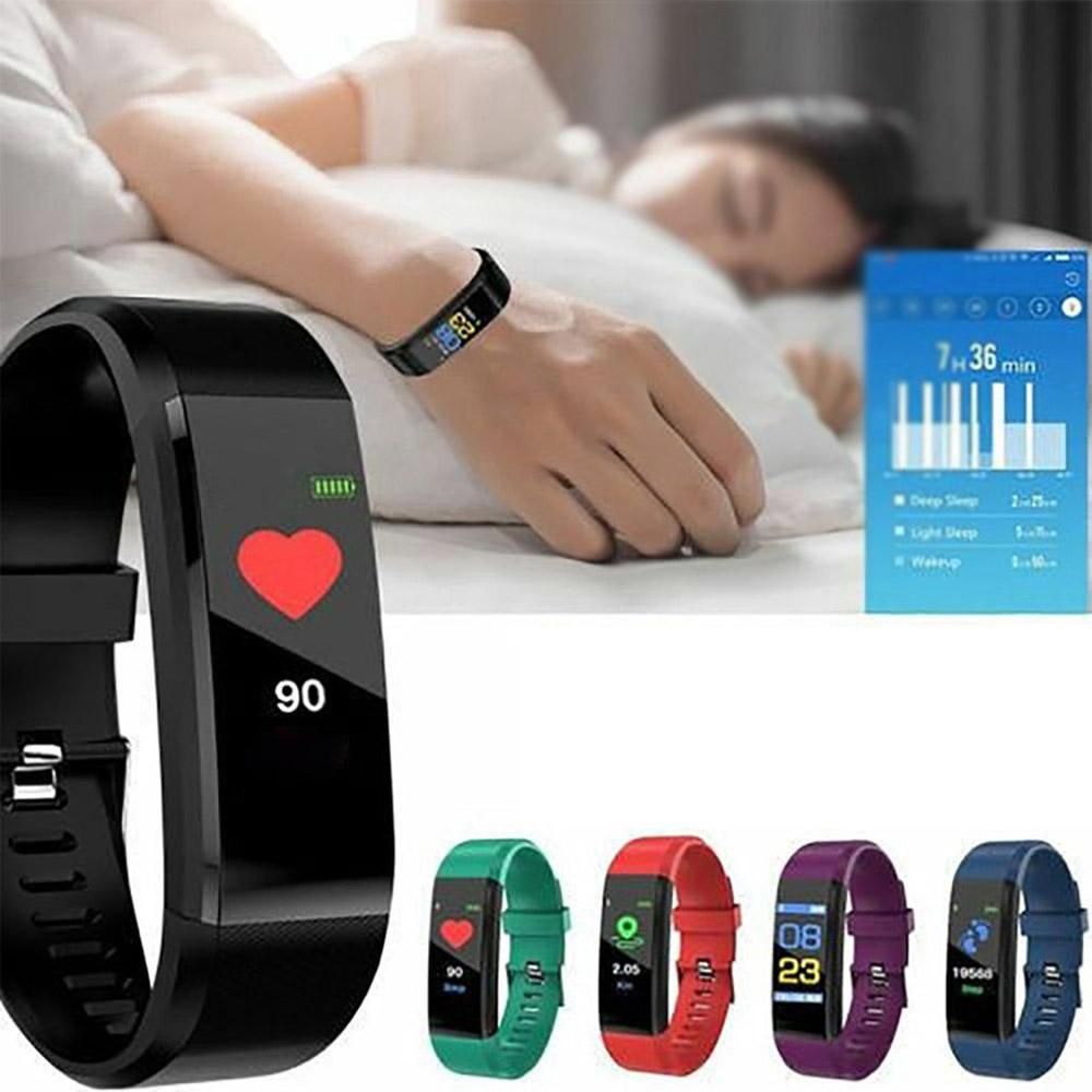 Bluetooth Smart Fitness Tracker Band Heart Rate Monitor Armband-Purple