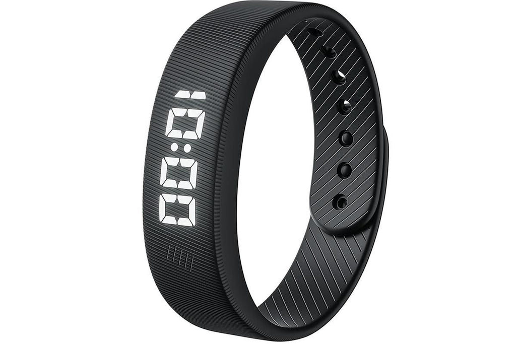 Digital Sports Watch Pedometer Vibrating Alarm Wristband - Black