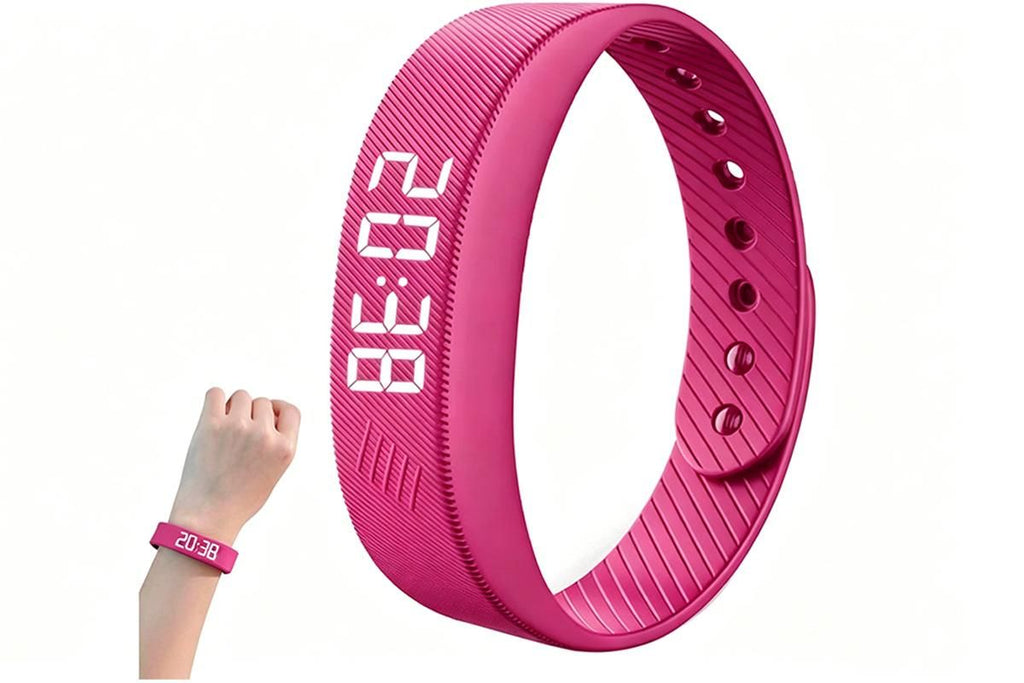 Digital Sports Watch Pedometer Vibrating Alarm Wristband - Black