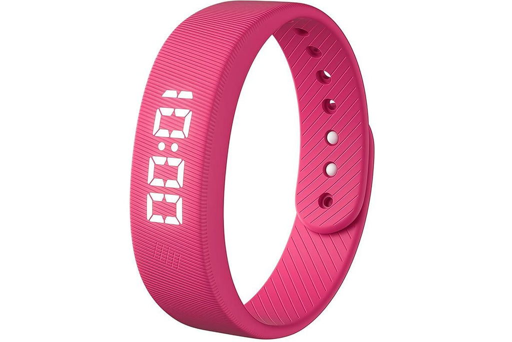 Digital Sports Watch Pedometer Vibrating Alarm Wristband - Pink