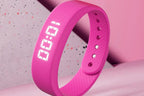 Digital Sports Watch Pedometer Vibrating Alarm Wristband - Pink