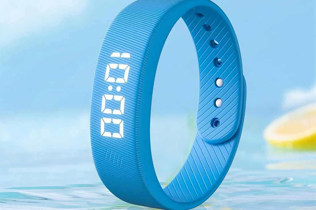 Digital Sports Watch Pedometer Vibrating Alarm Wristband - Blue