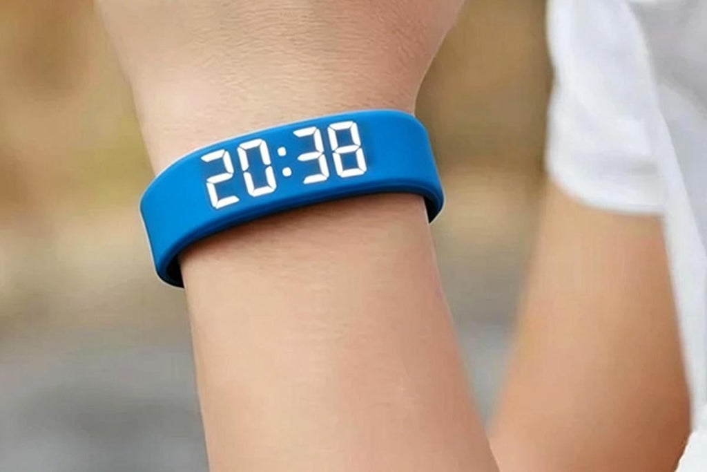 Digital Sports Watch Pedometer Vibrating Alarm Wristband - Blue