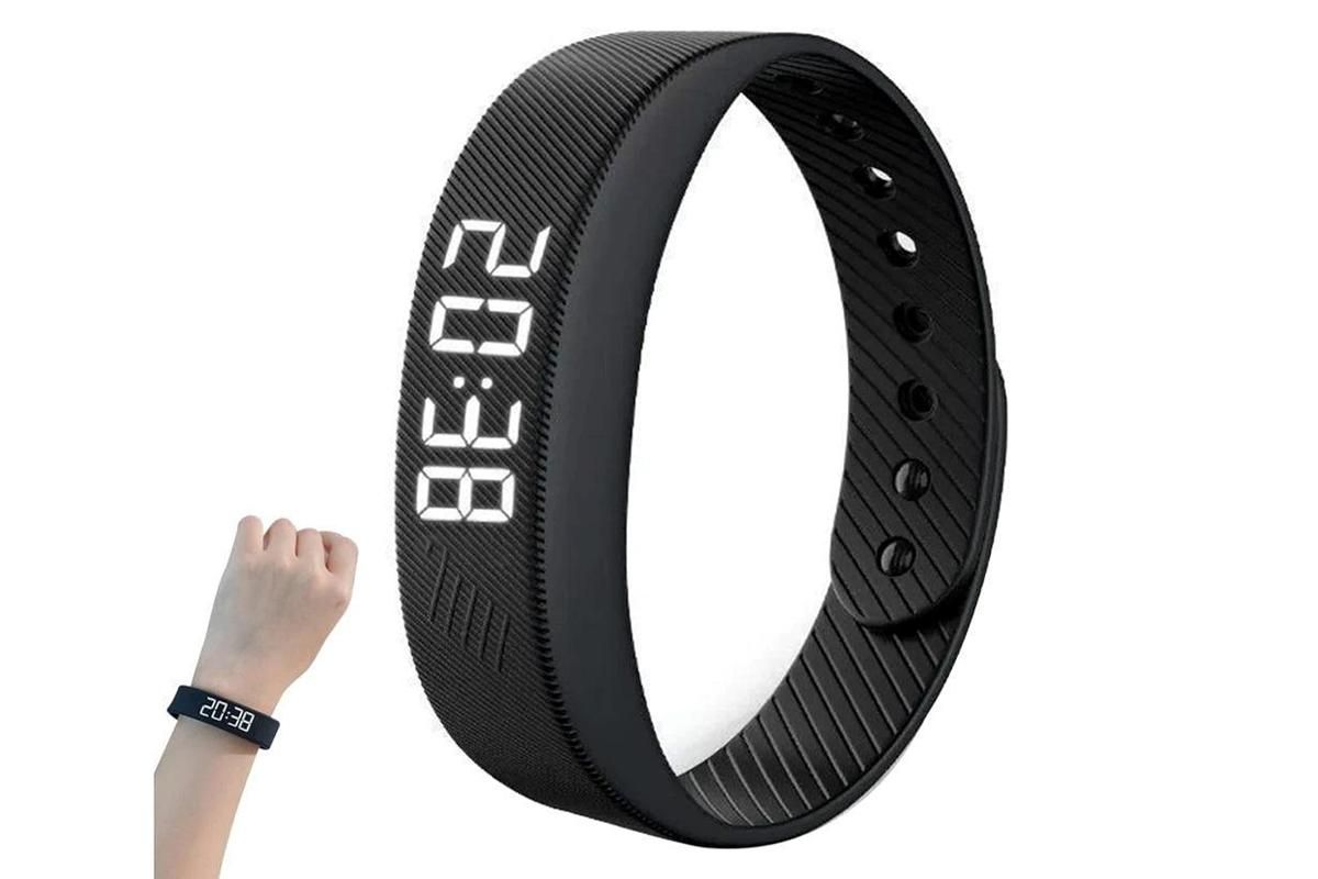 Digital Sports Watch Pedometer Vibrating Alarm Wristband - Blue