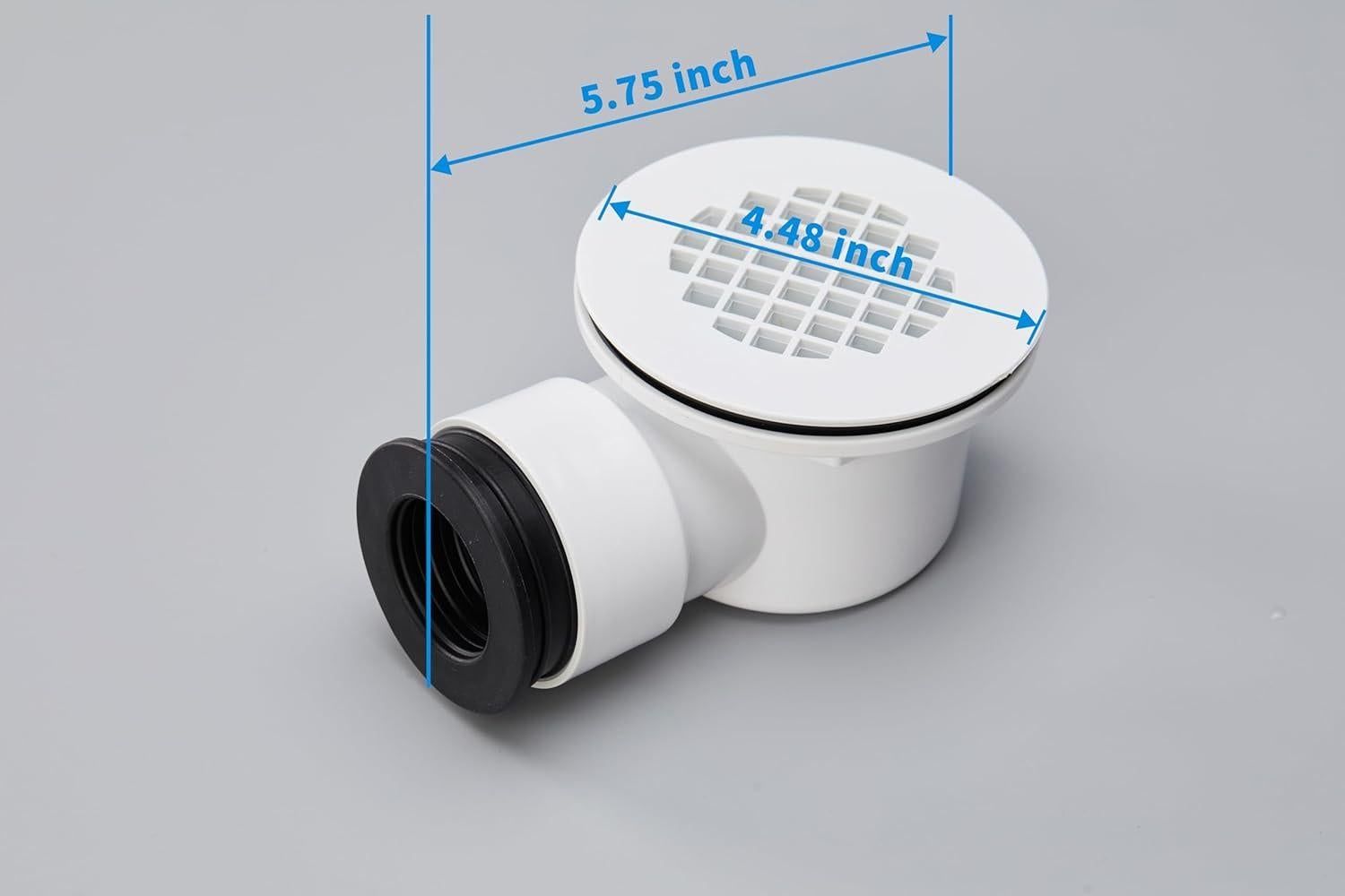 2 Inch Shower Base Drain Low Profile PVC Side Outlet with 90 Hole Strainer Reducer