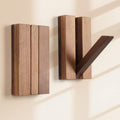 2PCS Foldable Retro Wooden Wall Hooks, Space Saving for Hats Bags Towels, Brown
