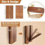 2PCS Foldable Retro Wooden Wall Hooks, Space Saving for Hats Bags Towels, Brown