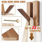 2PCS Foldable Retro Wooden Wall Hooks, Space Saving for Hats Bags Towels, Brown