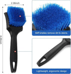Car Cleaning Brush Set 3pc Soft Stiff Detail Brushes for Tyres Carpet Wheels