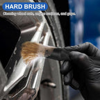 Car Cleaning Brush Set 3pc Soft Stiff Detail Brushes for Tyres Carpet Wheels