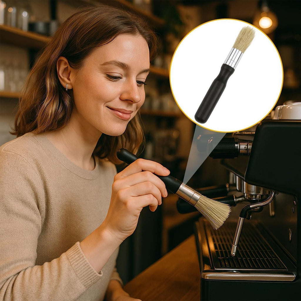 Coffee Cleaning Brush Wooden Handle Espresso Machine Grinder Brush Black