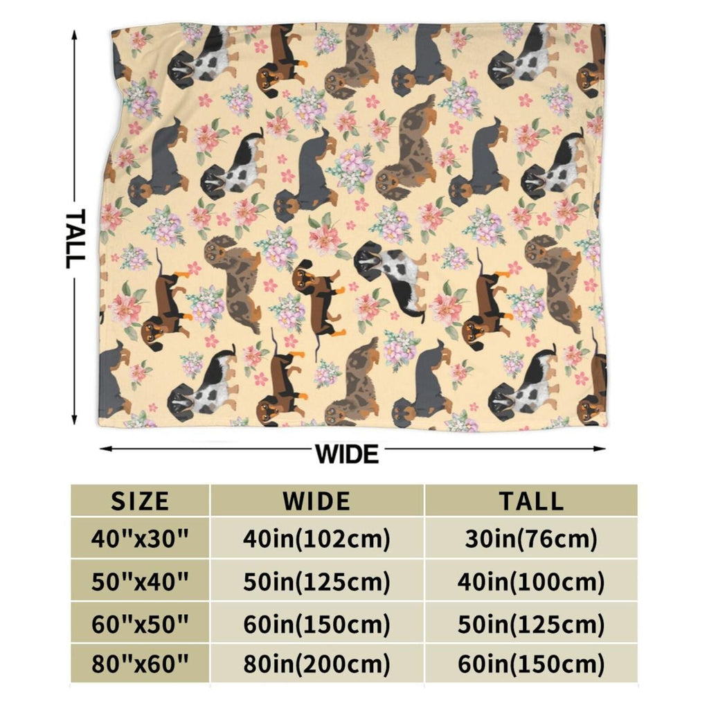 Flannel Throw Blanket Puppy Floral Print Soft Fleece Sofa Bed Cover 130x150cm