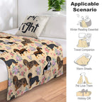 Flannel Throw Blanket Puppy Floral Print Soft Fleece Sofa Bed Cover 130x150cm