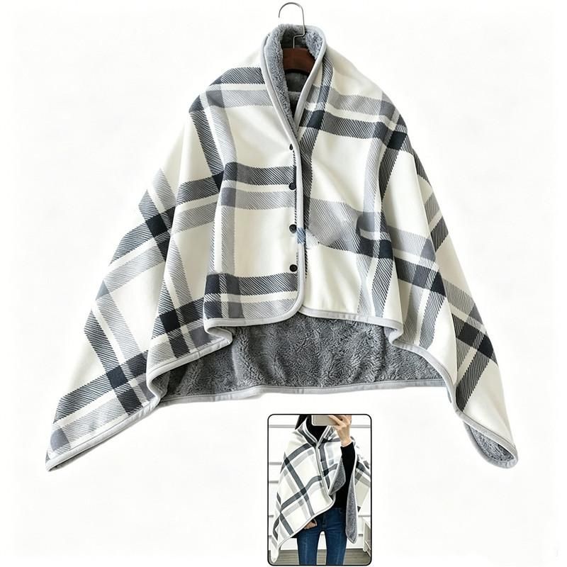 Hooded Thermal Blanket Sleeveless Design Universal Wheelchair Warm Cover Gray - 100*140cm