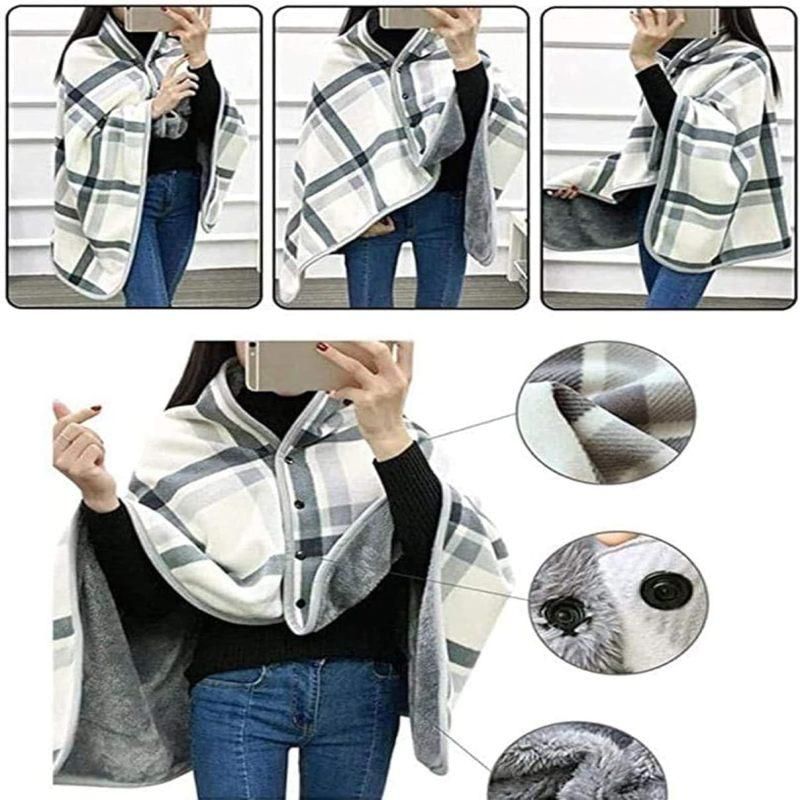 Hooded Thermal Blanket Sleeveless Design Universal Wheelchair Warm Cover Gray - 100*140cm