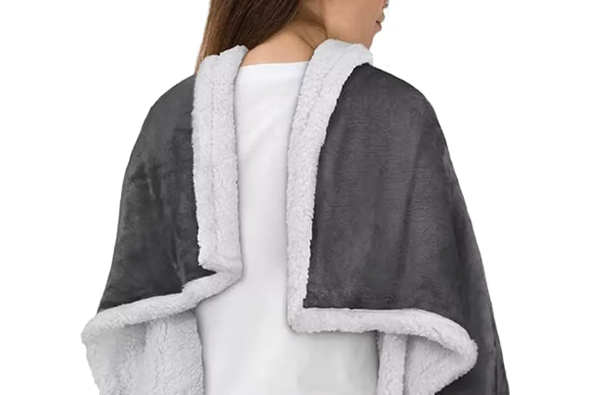 Sleeved Blanket Hoodie Flannel Sherpa TV Blanket Navy Blue