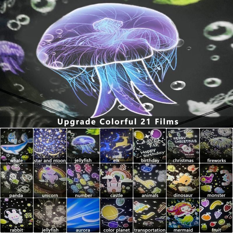 Rotating Star Projection Night Light 21 Films Bedroom Plug In Decorative Atmosphere Lamp