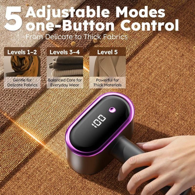 Fabric Shaver Lint Remover – 2 B 5-Speed USB-C Rechargeable for Clothes, Sweaters
