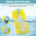 Laundry Bags 2 Pack Mesh Shoe Washing Bags with Hanging Hook Zipper Closure Yellow