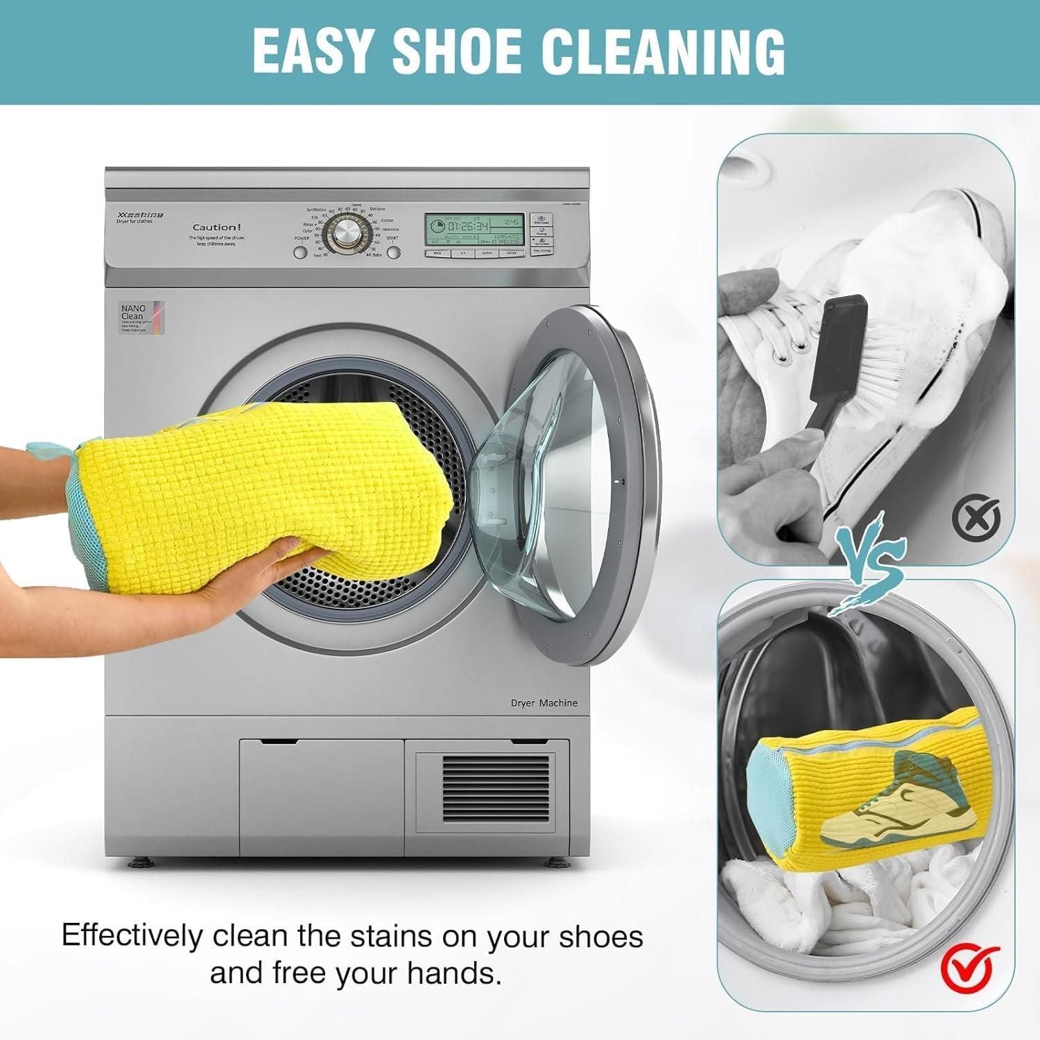 Laundry Bags 2 Pack Mesh Shoe Washing Bags with Hanging Hook Zipper Closure Yellow