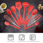 10pcs Silicone Kitchen Utensils Non-stick Cookware Spatula Spoon Cookware Set - Black