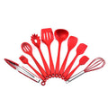 10pcs Silicone Kitchen Utensils Non-stick Cookware Spatula Spoon Cookware Set - Red