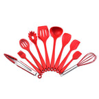 10pcs Silicone Kitchen Utensils Non-stick Cookware Spatula Spoon Cookware Set - Red