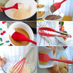 10pcs Silicone Kitchen Utensils Non-stick Cookware Spatula Spoon Cookware Set - Red