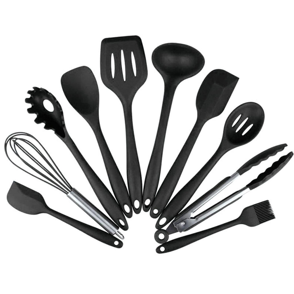 10pcs Silicone Kitchen Utensils Non-stick Cookware Spatula Spoon Cookware Set - Red