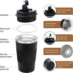 12oz Vacuum Stainless Steel Coffee Cup Leakproof Travel Mug Black