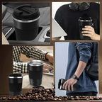 12oz Vacuum Stainless Steel Coffee Cup Leakproof Travel Mug Black