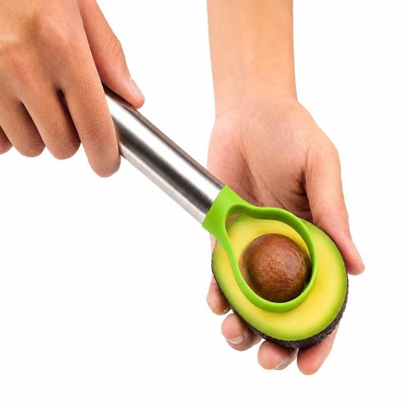 3-in-1 Stainless Steel Avocado Prep Tool, Slicer Pitter Scoop Fruit Gadget