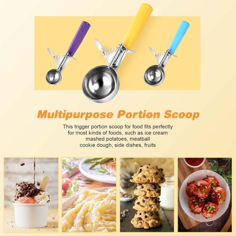 4 oz cream scoop with trigger cake batter measuring spoon Yellow