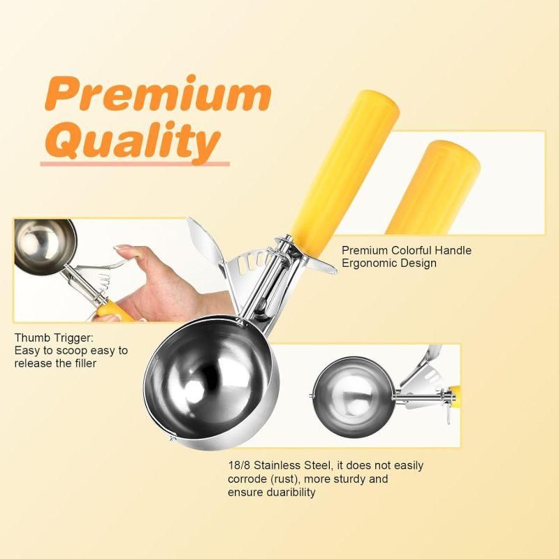 4 oz cream scoop with trigger cake batter measuring spoon Yellow