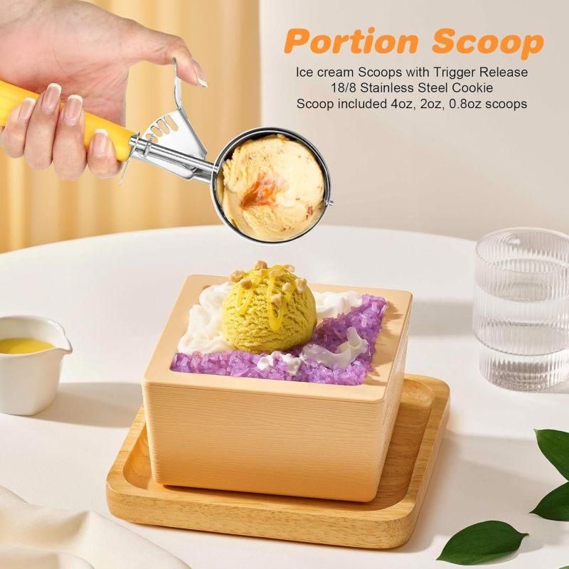 4 oz cream scoop with trigger cake batter measuring spoon Yellow
