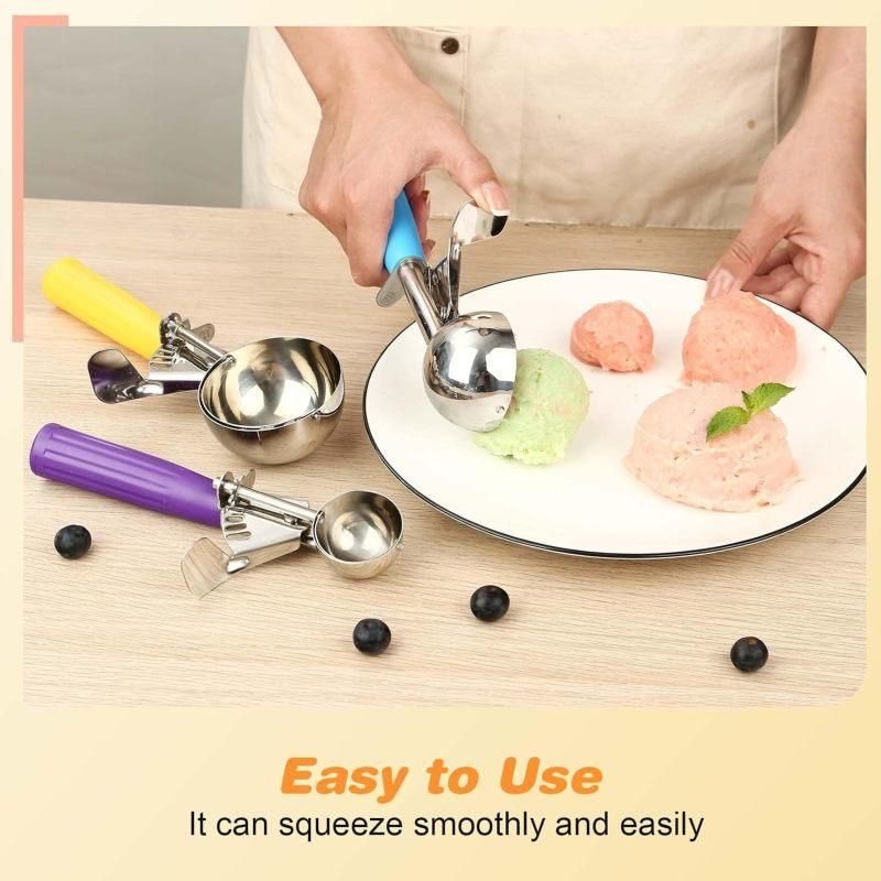 4 oz cream scoop with trigger cake batter measuring spoon Yellow