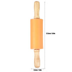 4PCS Mini Silicone Rolling Pin with Wooden Handle Non-Stick Dough Roller for Pizza Pastry