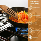 5 Pack Teak Wooden Spatula Set Non-Stick Pan Kitchen Cooking Utensils Brown