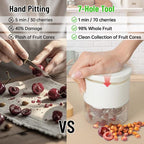 7-in-1 Multi Cherry Pitter Tool Quick Fruit Seed Remover Kitchen Gadget (Red)