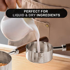 Measuring Cups Spoons Set Stainless Steel Wood Handle Premium Kitchen Baking Silver